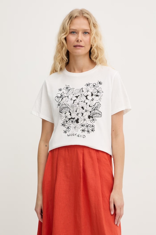 Weekend Max Mara t-shirt bawełniany BORA nadruk biały 2615971042600