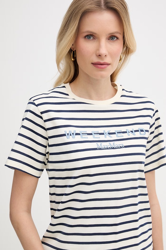 Βαμβακερό μπλουζάκι Weekend Max Mara BORA μπεζ 2615971042600