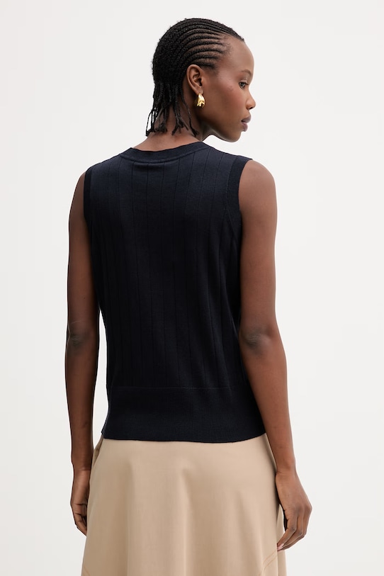 Odzież MM by Max Mara top z dodatkiem jedwabiu RIVA 2616361147600 granatowy