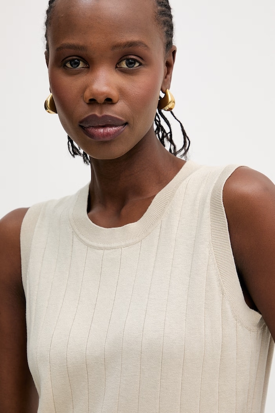 MM by Max Mara top z dodatkiem jedwabiu RIVA beżowy 2616361147600