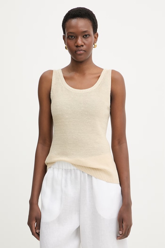MM by Max Mara top damski lniany BRAVA beżowy 2616361038600