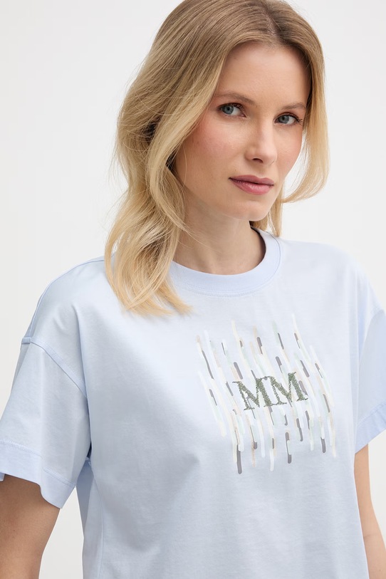 MM by Max Mara T-shirt damski bawełniany FUNALE niebieski 2616941048600