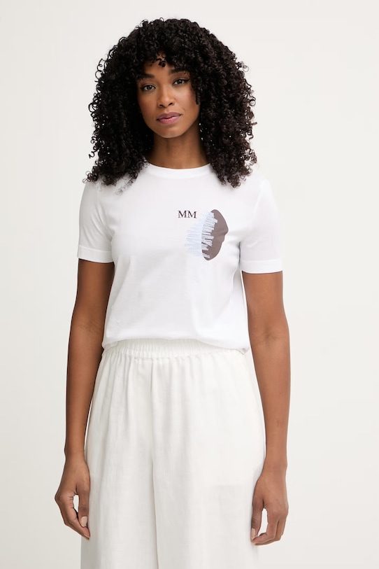 MM by Max Mara T-shirt damski bawełniany LICENZA biały 2616941108600