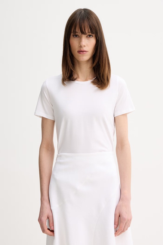 MM by Max Mara t-shirt basic damski bawełniany z elastanem MULINO biały 2616971018600