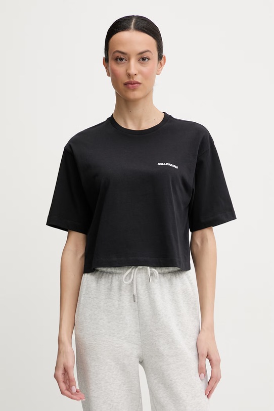 Salomon t-shirt bawełniany bawełna czarny LC2527800