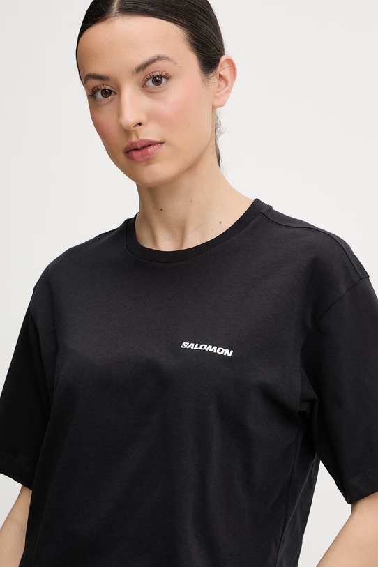 Salomon t-shirt bawełniany czarny LC2527800