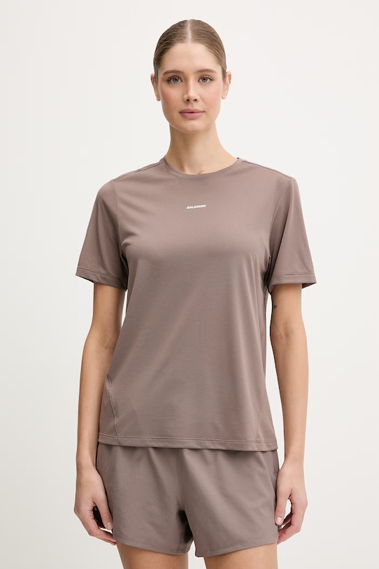 Tréningové tričko Salomon SHKout jednofarebný hnedá LC2776000