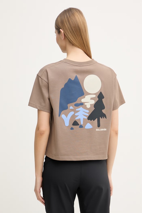 Ρούχα Fjallraven T-shirt αθλητικό γυναικείο βαμβακερό Forest Walk F14600270 καφέ