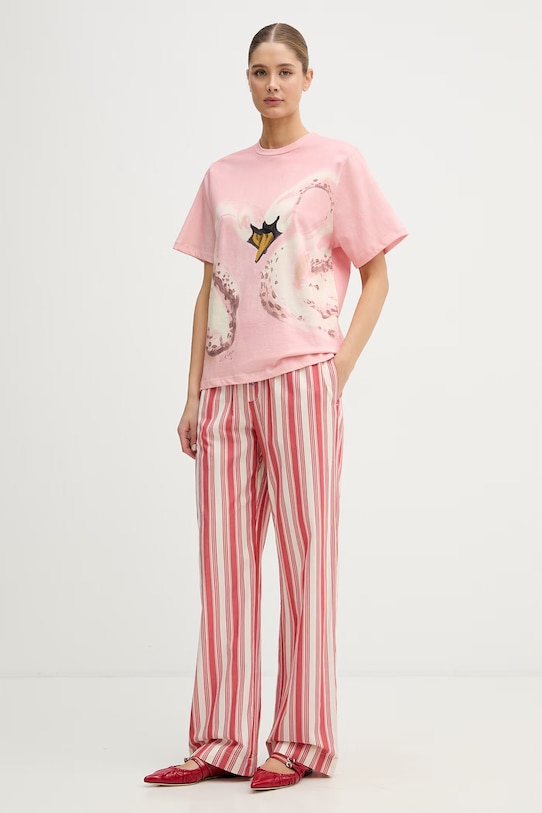 Stine Goya t-shirt bawełniany SG.SS26.T009.2243P różowy SS26