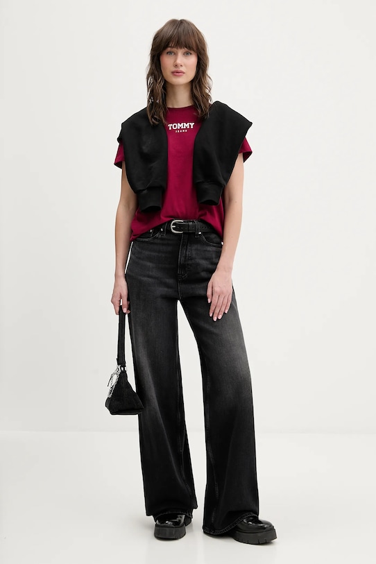 Tommy Jeans t-shirt bawełniany DW0DW21842 bordowy SS26