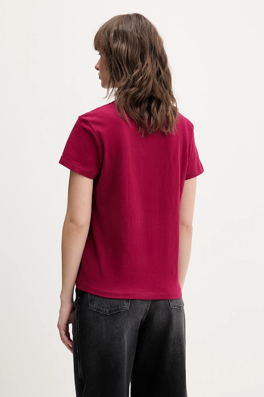 Odzież Tommy Jeans t-shirt bawełniany DW0DW21842 bordowy