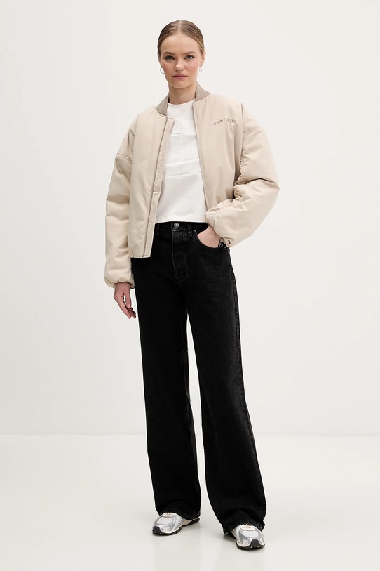 Tommy Jeans t-shirt bawełniany DW0DW22539 beżowy SS26