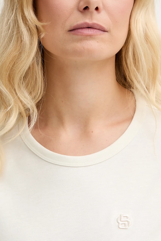 BOSS t-shirt z domieszką jedwabiu Eventsa9 50555071 beżowy