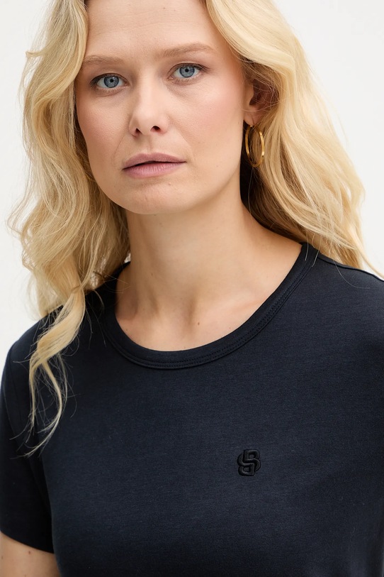 BOSS t-shirt z domieszką jedwabiu Eventsa9 granatowy 50555071