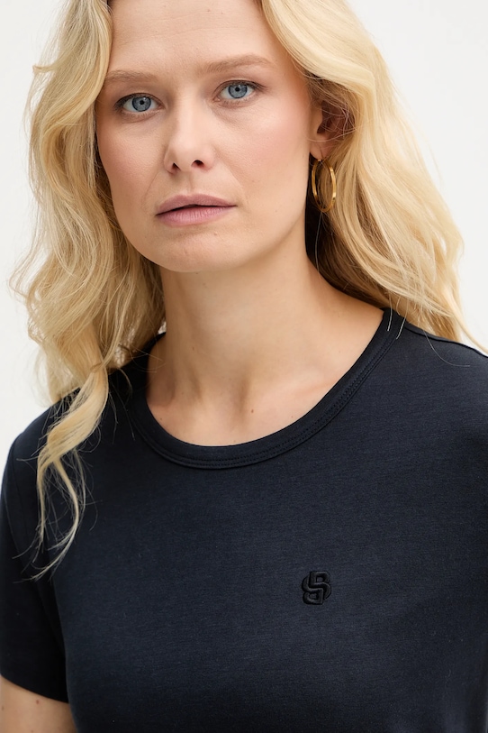 BOSS t-shirt z domieszką jedwabiu Eventsa9 granatowy 50555071