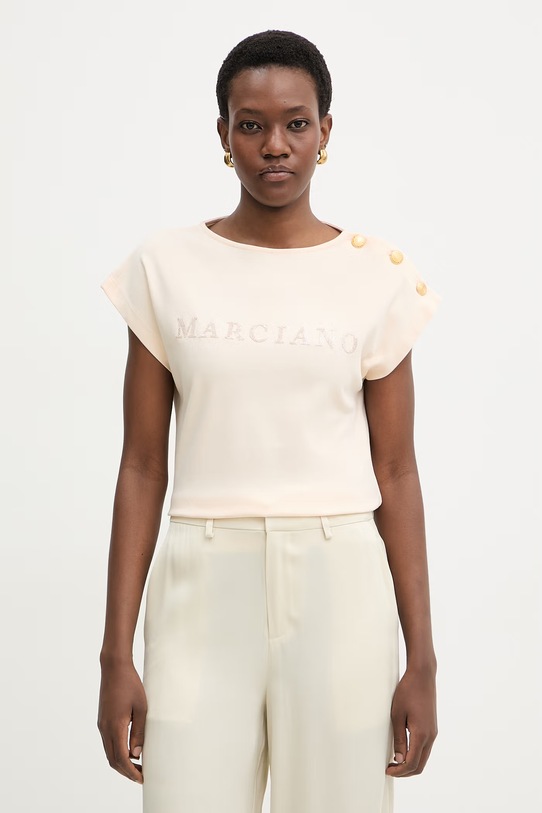 Marciano by Guess t-shirt damski bawełniany LYRIS beżowy G6GI04.K3505