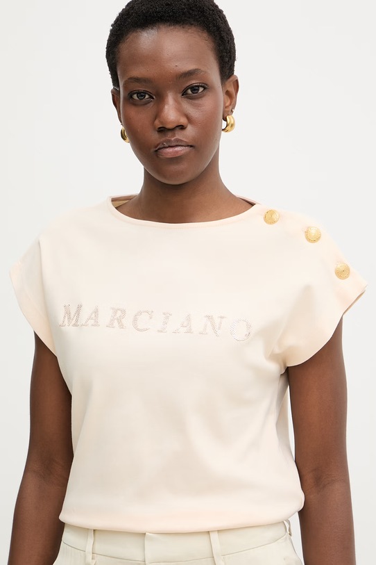 Marciano by Guess t-shirt damski bawełniany LYRIS beżowy G6GI04.K3505