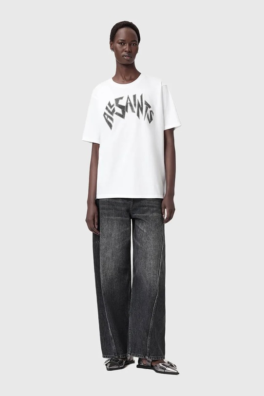 AllSaints tricou din bumbac W145JD alb