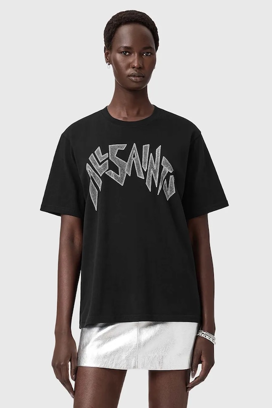 AllSaints t-shirt bawełniany aplikacja czarny W145JD