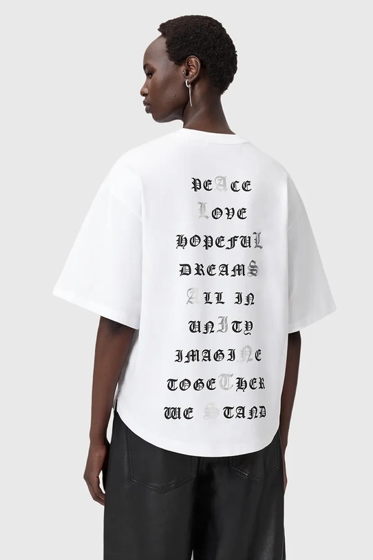 AllSaints tricou din bumbac print alb W088JD
