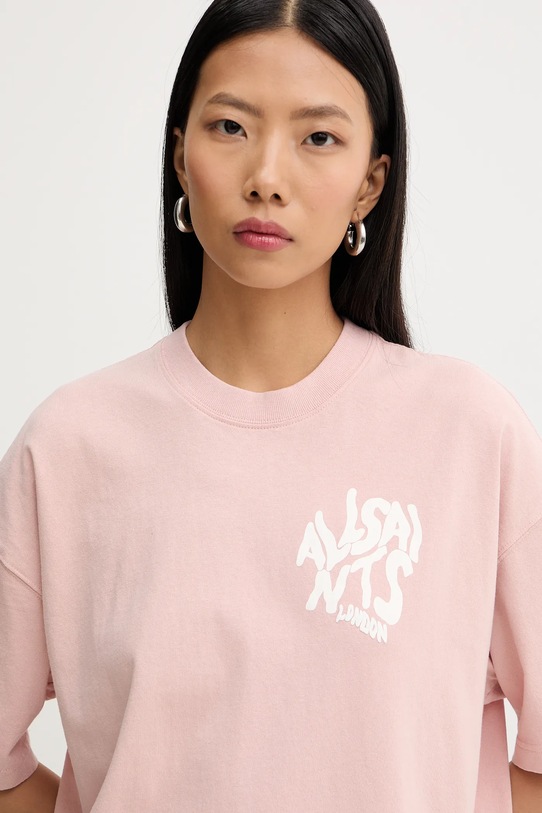 AllSaints t-shirt bawełniany różowy W181JD