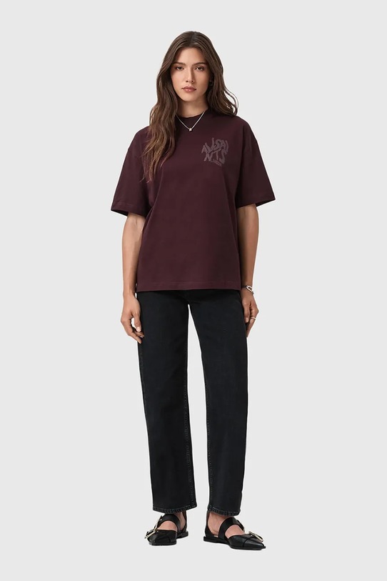 AllSaints t-shirt bawełniany brązowy W181JD