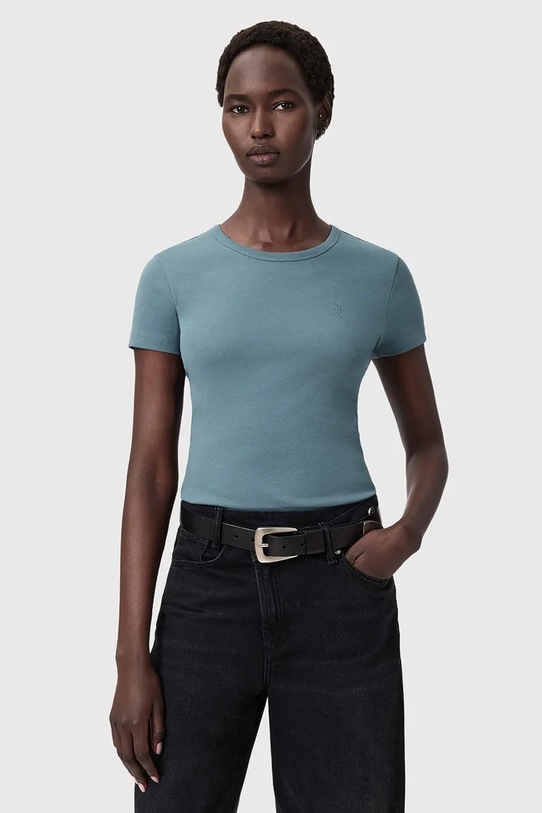 AllSaints t-shirt bawełniany nadruk niebieski W285JC