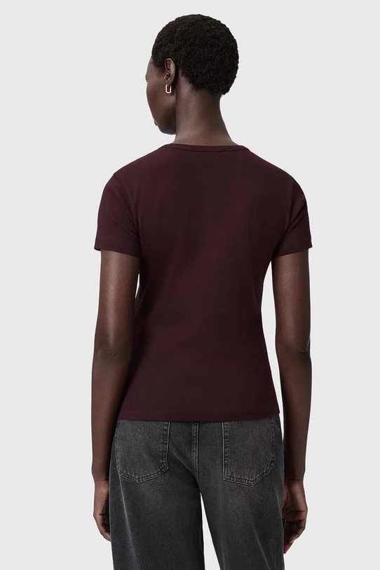 Bavlněné tričko AllSaints W285JC burgundské SS26