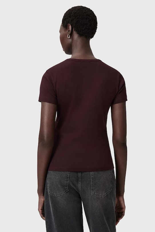 Bavlněné tričko AllSaints W285JC burgundské SS26