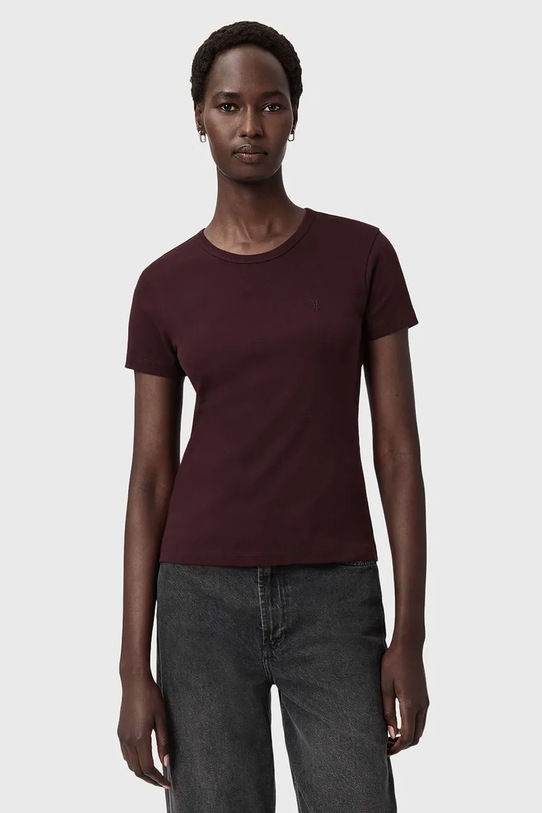 Oblečení Bavlněné tričko AllSaints W285JC burgundské