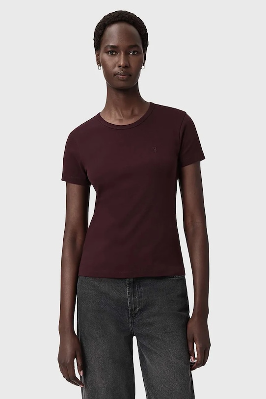 Oblečení Bavlněné tričko AllSaints W285JC burgundské