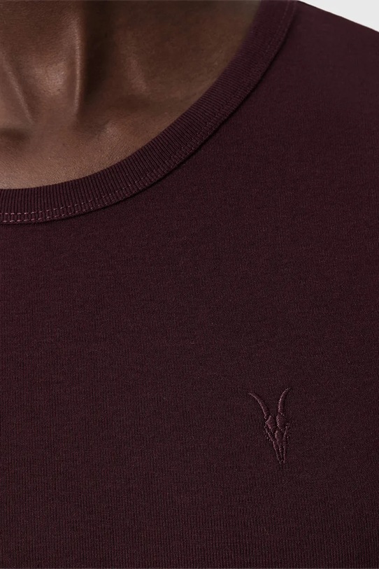 Bavlněné tričko AllSaints burgundské W285JC