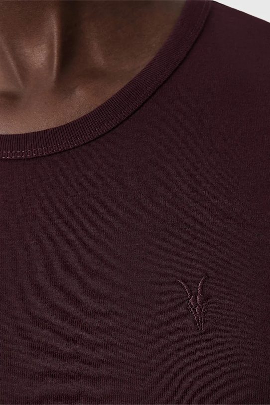 Bavlněné tričko AllSaints burgundské W285JC