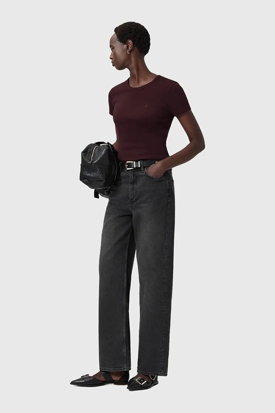 Bavlnené tričko AllSaints W285JC burgundské