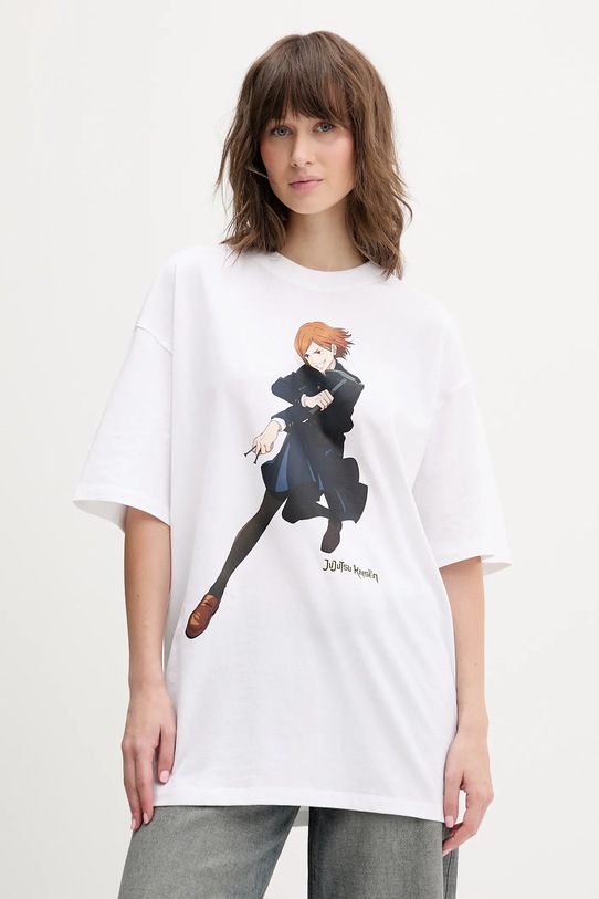 Hugo Blue t-shirt bawełniany HUGO x Jujutsu Kaisen nadruk biały 50557497