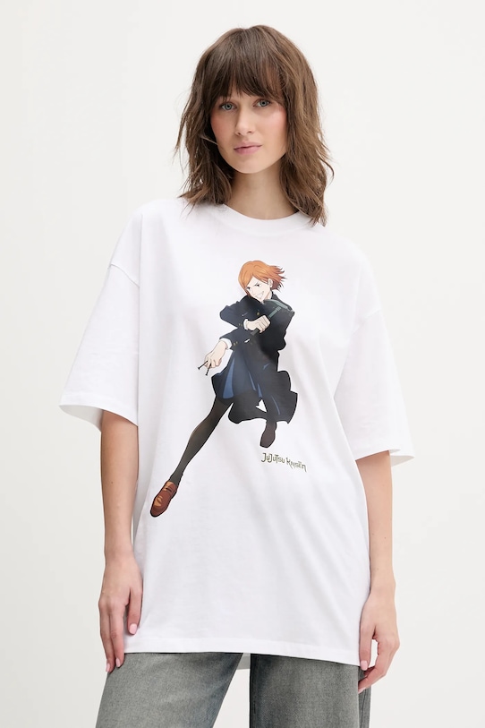 Hugo Blue t-shirt bawełniany HUGO x Jujutsu Kaisen nadruk biały 50557497