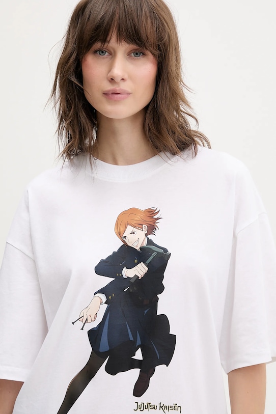 Hugo Blue t-shirt bawełniany HUGO x Jujutsu Kaisen biały 50557497