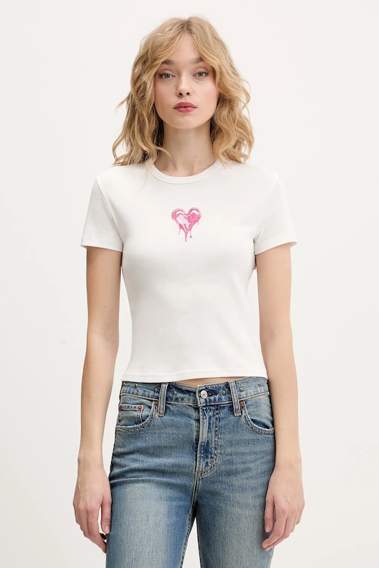 Hugo Blue t-shirt bawełniany Dever_B_2 nadruk biały 50562240