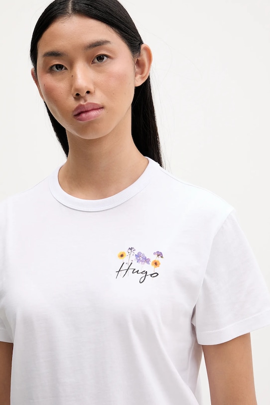 Bombažna kratka majica HUGO bela 50555813