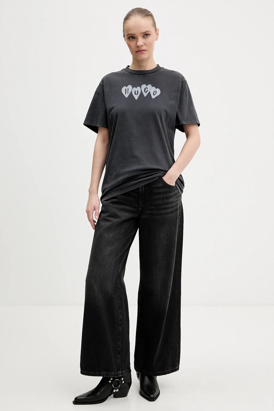 HUGO t-shirt bawełniany Vintage Tee_22 50561164 szary SS26