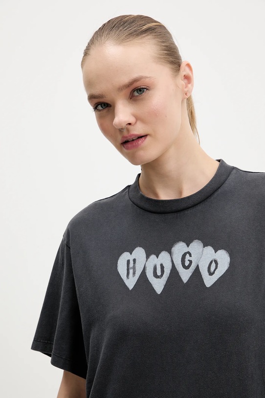 HUGO t-shirt bawełniany Vintage Tee_22 szary 50561164