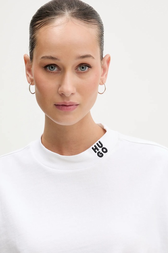 HUGO t-shirt bawełniany Damelody beżowy 50561189