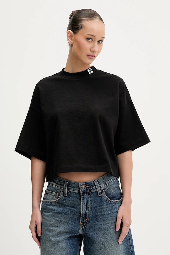 HUGO t-shirt bawełniany Damelody bawełna czarny 50561189