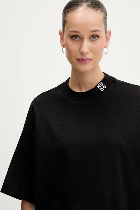 HUGO t-shirt bawełniany Damelody czarny 50561189