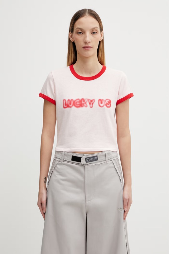 Kenzo t-shirt bawełniany wzorzyste różowy FG52TS0124SK