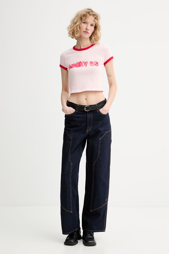 Kenzo t-shirt bawełniany FG52TS0124SK różowy SS26