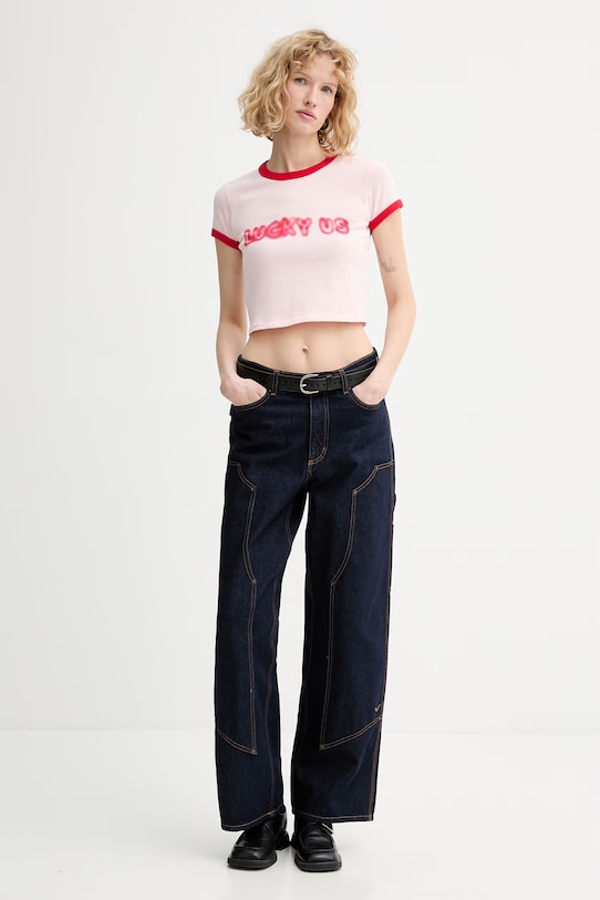 Pamučna majica Kenzo FG52TS0124SK roza SS26