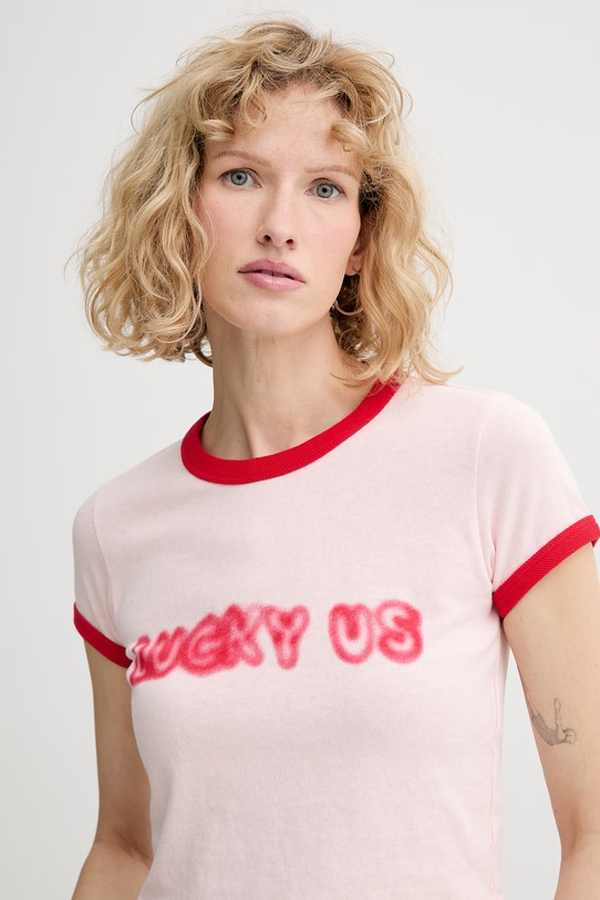 Kenzo t-shirt bawełniany różowy FG52TS0124SK