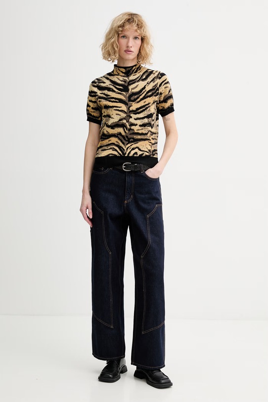 Kenzo sweter z domieszką wełny FG52TO6313DO żółty SS26