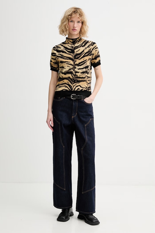 Kenzo gyapjúkeverék pulóver FG52TO6313DO sárga SS26